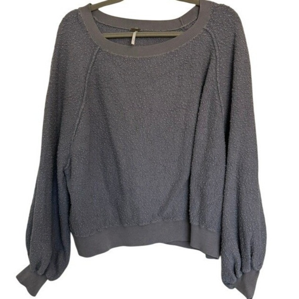 Free People Found My Friend Pullover Sweater Gray Lavender Textured Knit Largeโ